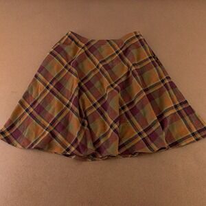 Personal Petites Women's Size 12 Brown Plaid Knit Pocketed A Line Short Skirt